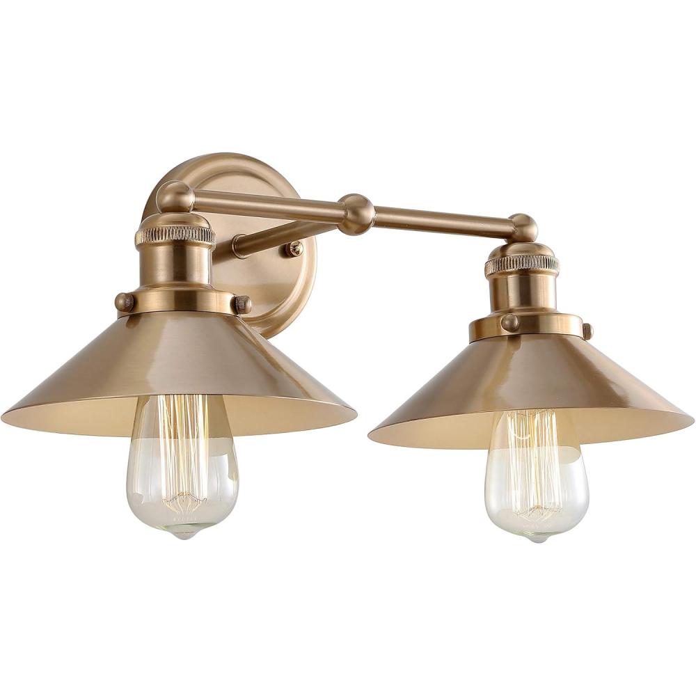 imageJONATHAN Y JYL7424A June 175quot 2Light Metal Shade Farmhouse Sconce Contemporary Transitional 2200K Edison 25W Bulbs Included for Bedroom Living Room Bathroom Vanity Lighting ChromeBrass Gold