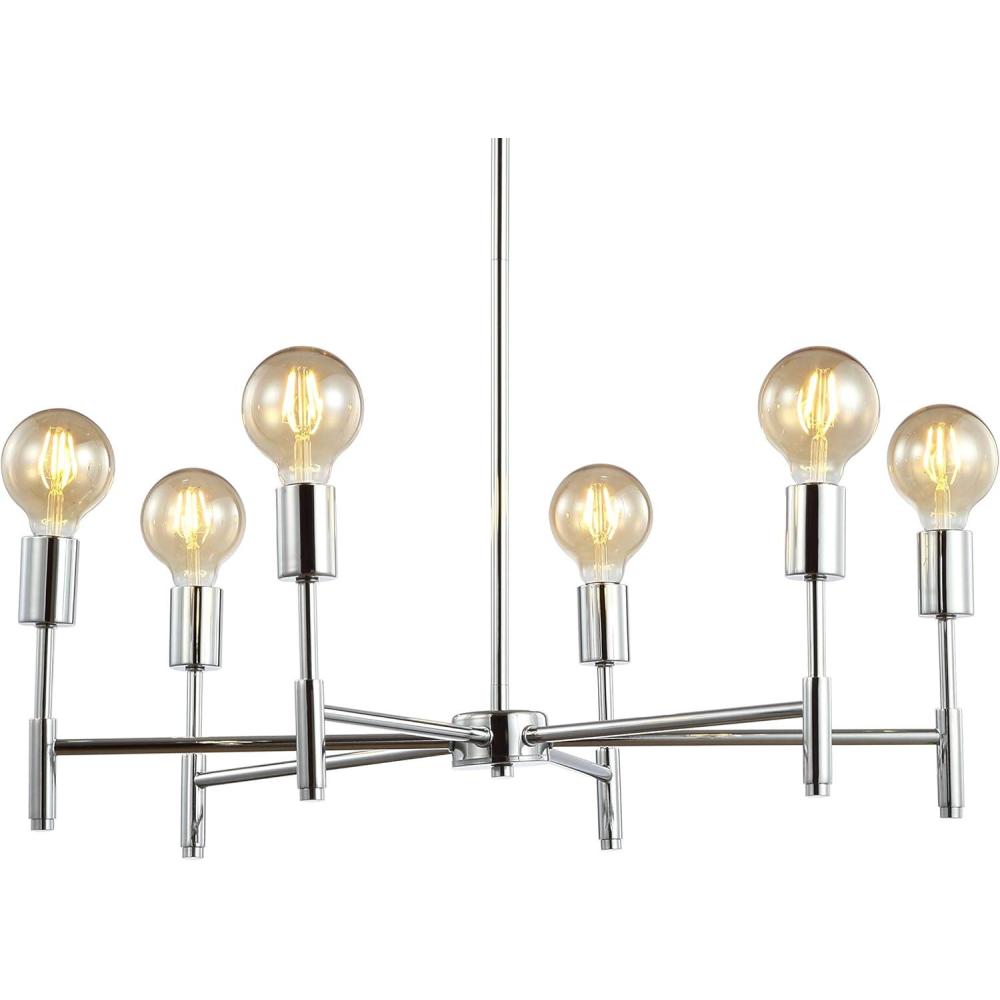 imageJONATHAN Y JYL7458A Turing 285quot Adjustable Height Metal LED PendantContemporary Dimmable Dining Room Living Room Kitchen Foyer Bedroom Chrome