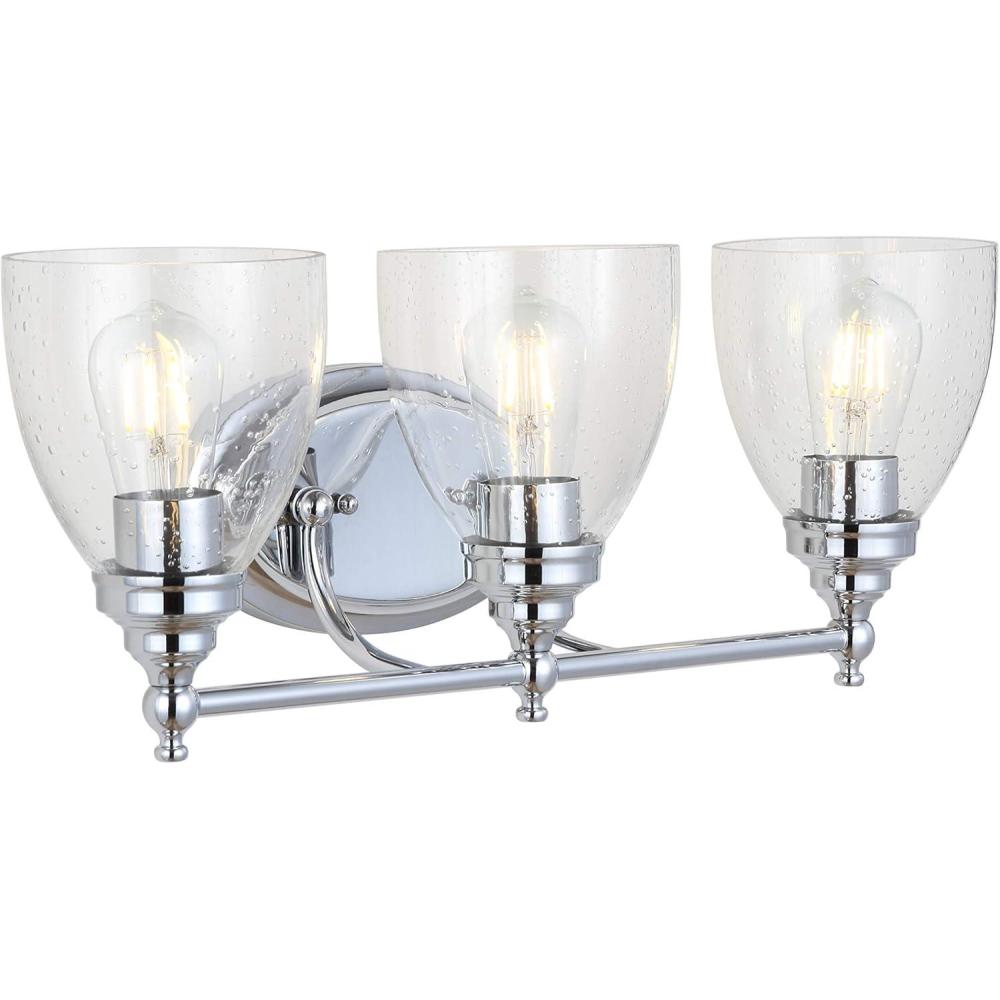 imageJONATHAN Y JYL7470B Marais 225quot 3Light MetalGlass LED Wall Sconce Traditional 2700K LED 4W Bulbs Reversible Entryway Lobby Kitchen Bathroom Bedroom Living Room Hallway ChromeChrome