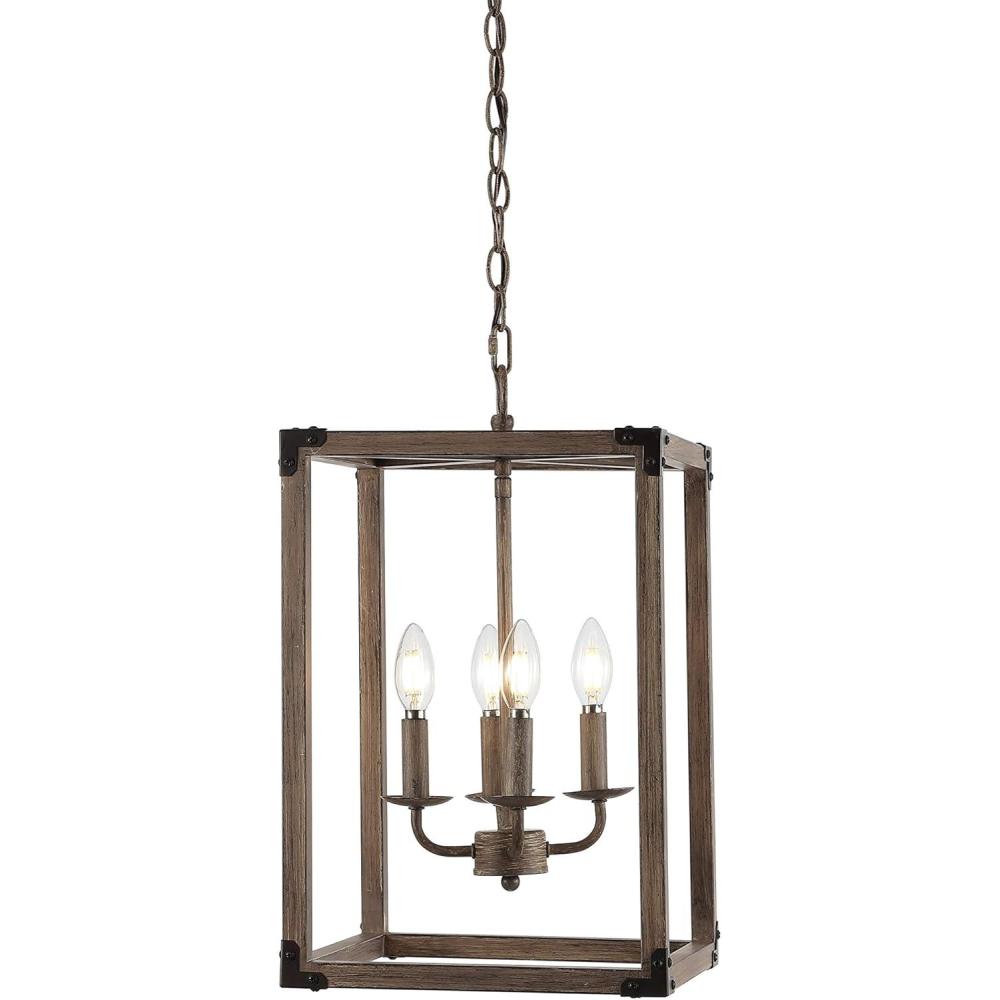 imageJONATHAN Y JYL7475A Magnolia 1213quot 4Light Adjustable Iron Rustic Farmhouse LED Pendant Bohemian Industrial Vintage Cottage Dimmable Dining Room Living Room Kitchen Foyer Bedroom Hallway Brown1213 4Light