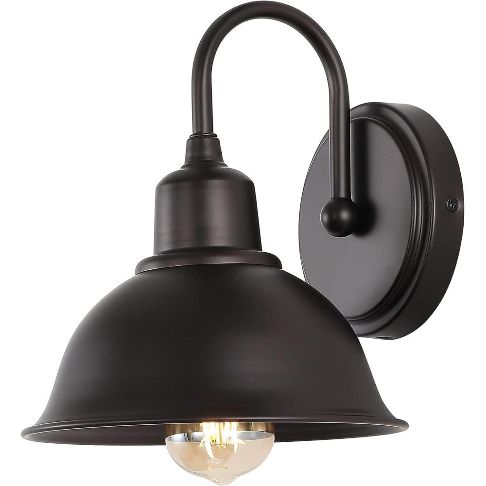 imageJONATHAN Y JYL7481B Frisco 8quot 1 Light Farmhouse Industrial Iron LED Vanity Rustic Transitional 2700K Cozy Warm Light for Bathroom Mirror Cabinet Oil Rubbed Bronze1 BulbOilRubbed Bronze