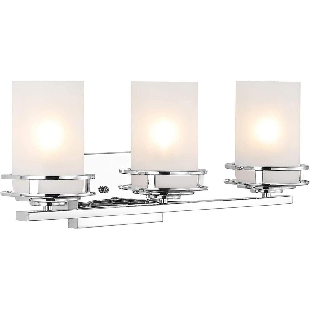 imageJONATHAN Y JYL7485A Fairfax 1425quot 2Light MetalFrosted Glass Contemporary Glam LED Vanity Light Modern Transitional 2700K LED 9W Bulbs Included Bathroom Hallway Living Room Bedroom Mirror Chrome3 Bulb