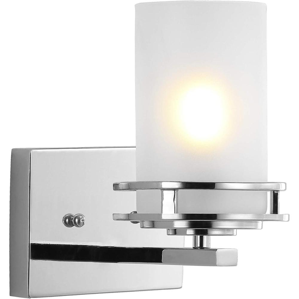 imageJONATHAN Y JYL7485A Fairfax 1425quot 2Light MetalFrosted Glass Contemporary Glam LED Vanity Light Modern Transitional 2700K LED 9W Bulbs Included Bathroom Hallway Living Room Bedroom Mirror Chrome1 Bulb