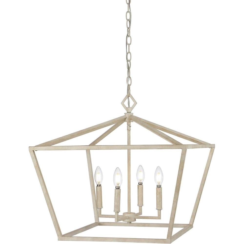 imageJONATHAN Y JYL7520C Gatsby 23quot 4Light Adjustable Iron Rustic Glam LED Pendant Industrial Vintage Cottage Dimmable Dining Room Living Room Kitchen Foyer Bedroom Hallway GoldWhite