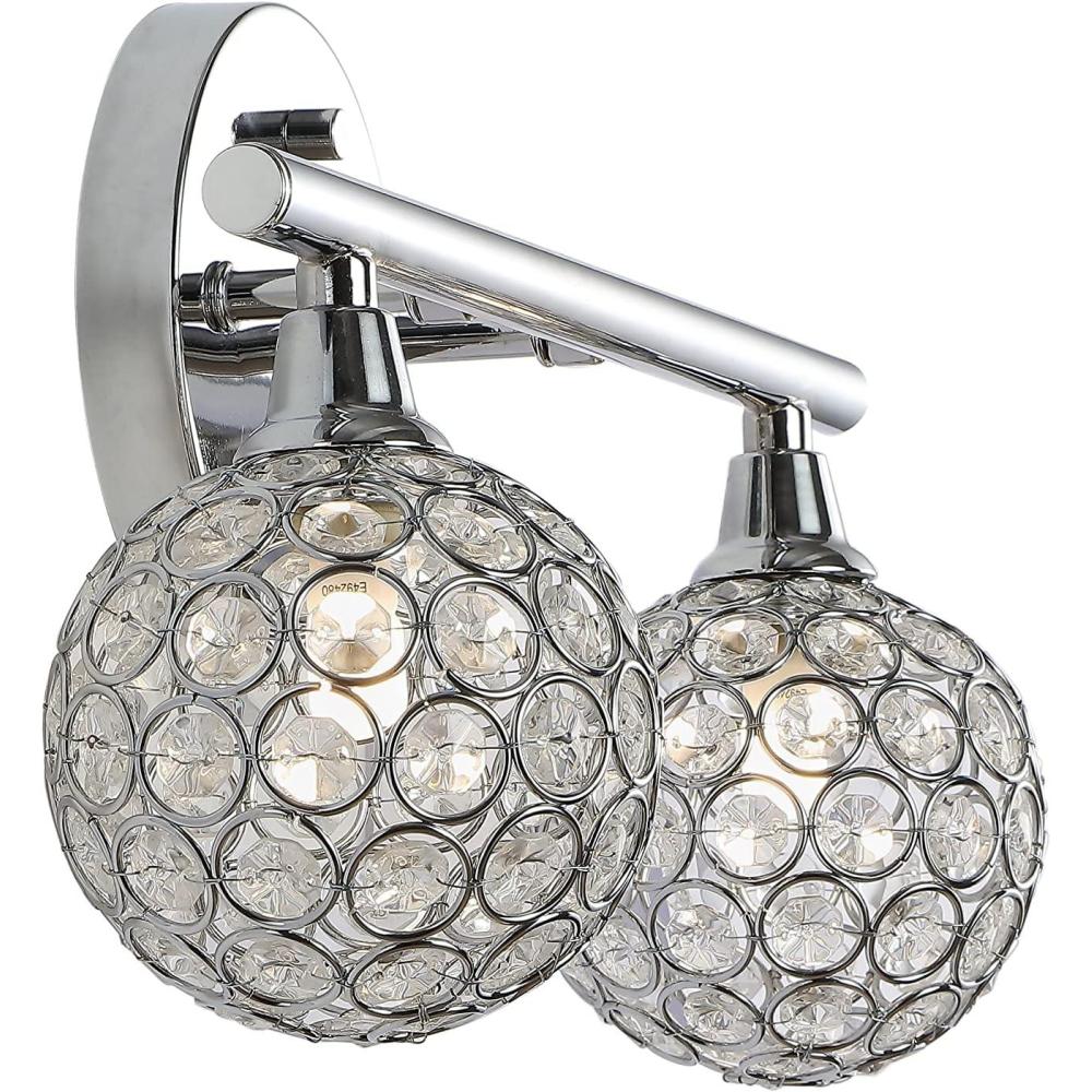 imageJONATHAN Y JYL7535A Maeve 13quot 2Light IronGlass Contemporary Glam LED Vanity Light Glam Transitional Art Deco 2700K LED 2W Bulbs Included Bathroom Hallway Living Room Bedroom Mirror Cabinet Chrome2 Bulb