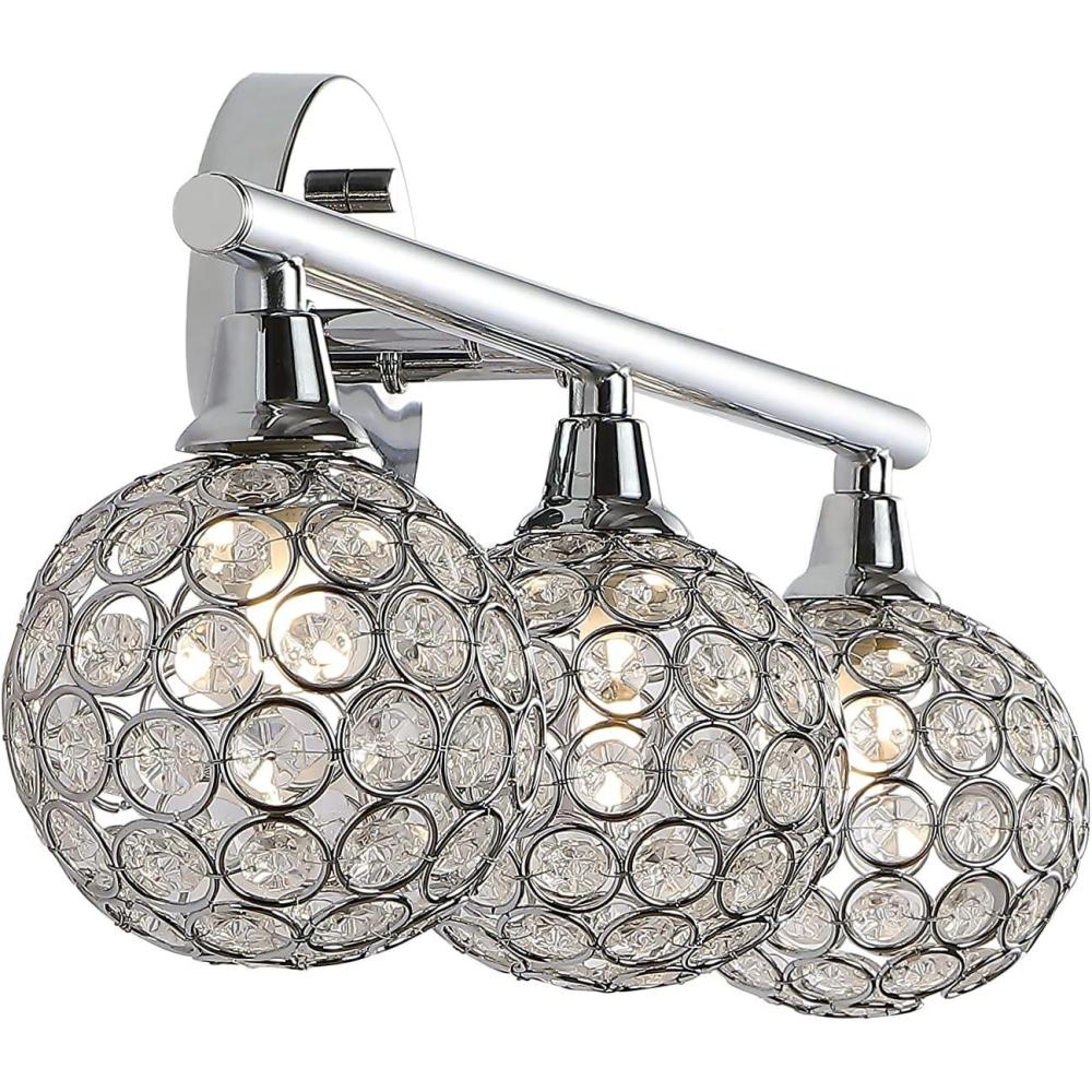 imageJONATHAN Y JYL7535A Maeve 13quot 2Light IronGlass Contemporary Glam LED Vanity Light Glam Transitional Art Deco 2700K LED 2W Bulbs Included Bathroom Hallway Living Room Bedroom Mirror Cabinet Chrome3 Bulb