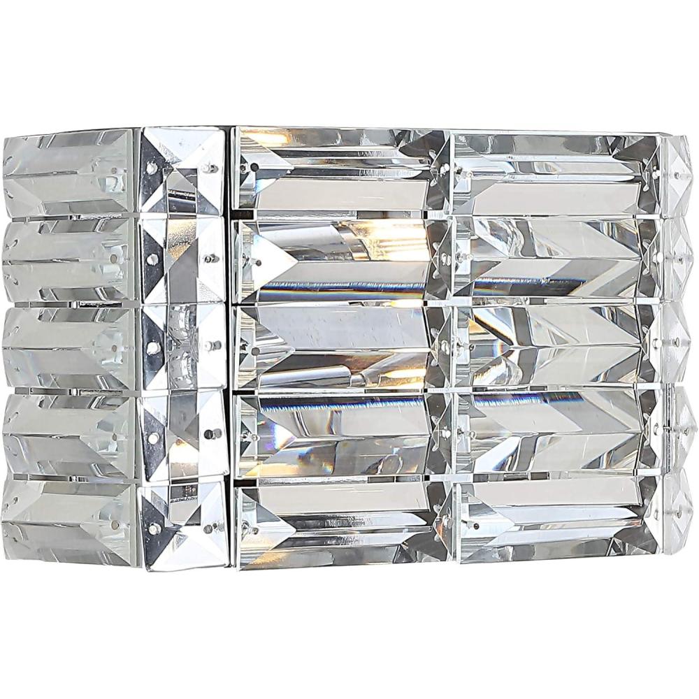 imageJONATHAN Y JYL7540A Evelyn Crystal Rectangle 2425quot 3Light IronCrystal Glam Modern LED Vanity Light Classic 2700K LED 2W Bulbs Included Bathroom Hallway Living Room Bedroom Mirror Cabinet Chrome1Light