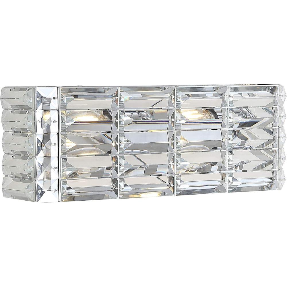imageJONATHAN Y JYL7540A Evelyn Crystal Rectangle 2425quot 3Light IronCrystal Glam Modern LED Vanity Light Classic 2700K LED 2W Bulbs Included Bathroom Hallway Living Room Bedroom Mirror Cabinet Chrome2Light