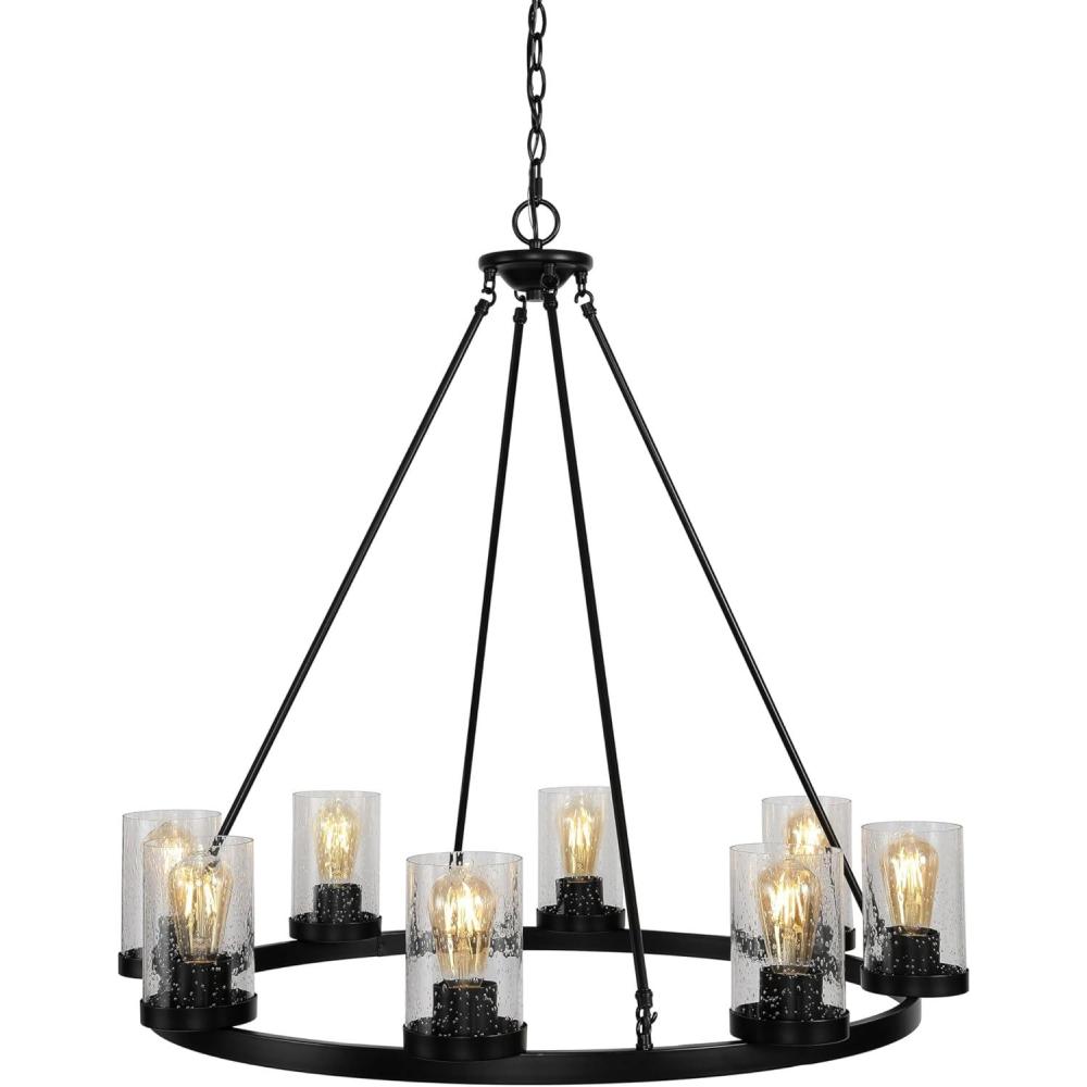 imageJONATHAN Y JYL7555A Athos 455quot 12Light Iron Rustic Farmhouse Linear LED Chandelier Pendant Bohemian Cottage Rustic Dining Room Living Room Kitchen Foyer Bedroom Hallway Oil Rubbed Bronze335 8Light