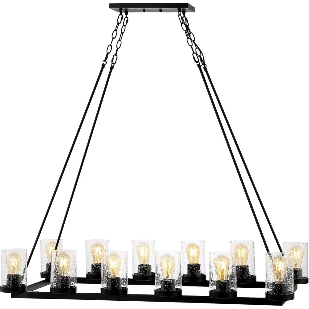 imageJONATHAN Y JYL7555A Athos 455quot 12Light Iron Rustic Farmhouse Linear LED Chandelier Pendant Bohemian Cottage Rustic Dining Room Living Room Kitchen Foyer Bedroom Hallway Oil Rubbed Bronze455 12Light