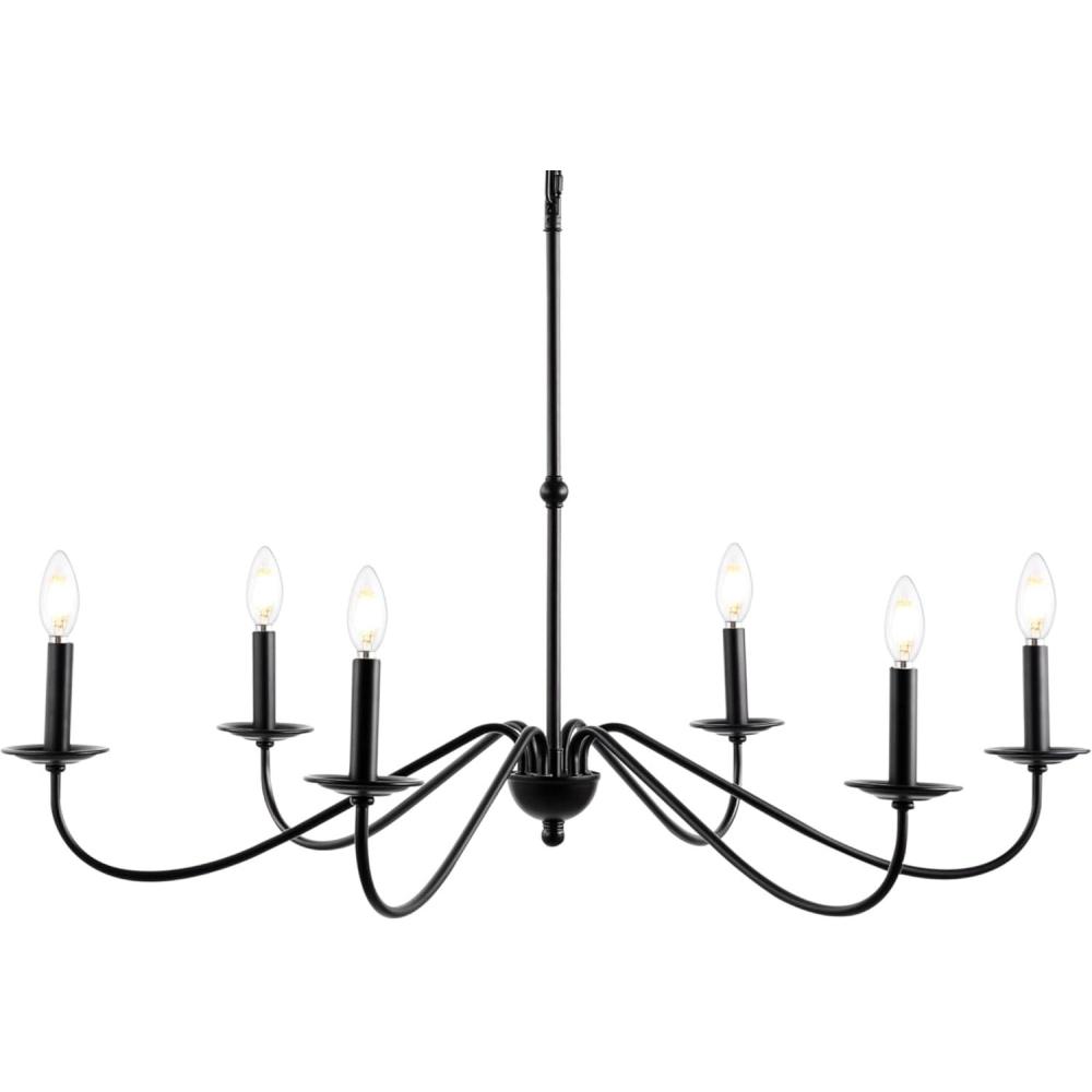 imageJONATHAN Y JYL7559A Wicklow 3475quot 6Light Bohemian Farmhouse Iron LED Chandelier Modern Contemporary Adjustable Dining Room Living Room Kitchen Island Foyer Bedroom Lobby Oil Rubbed BronzeOilRubbed Bronze