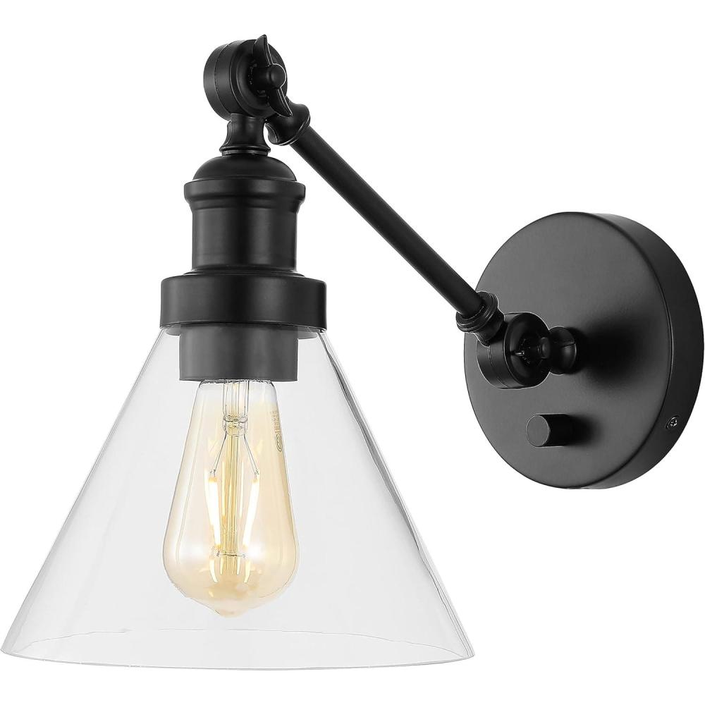 imageJONATHAN Y JYL7575ASET2 Cowie 8quot Classic Industrial IronGlass Adjustable LED Contemporary Wall Sconce for Entryway Lobby Kitchen Bathroom Bedroom Living Room Set of 2 2 Light Oil Rubbed BronzeOilRubbed Bronze