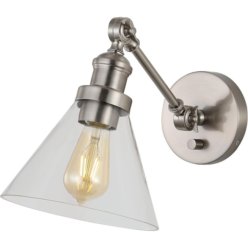 imageJONATHAN Y JYL7575ASET2 Cowie 8quot Classic Industrial IronGlass Adjustable LED Contemporary Wall Sconce for Entryway Lobby Kitchen Bathroom Bedroom Living Room Set of 2 2 Light Oil Rubbed BronzeNickel