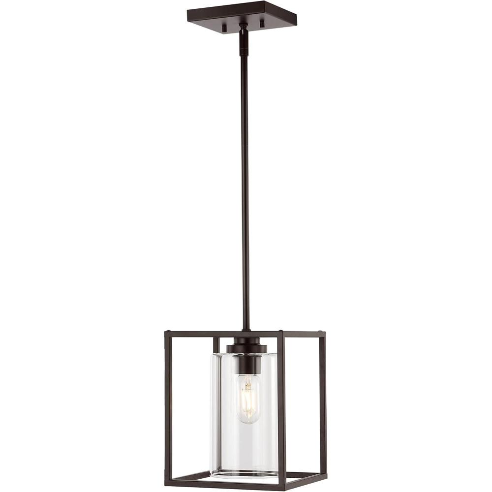 imageJONATHAN Y JYL7583A Quinn 813quot 1Light Industrial Farmhouse IronGlass LED Pendant Coastal Contemporary Adjustable Dining Room Living Room Kitchen Island Foyer Bedroom Hallway Oil Rubbed Bronze1Light
