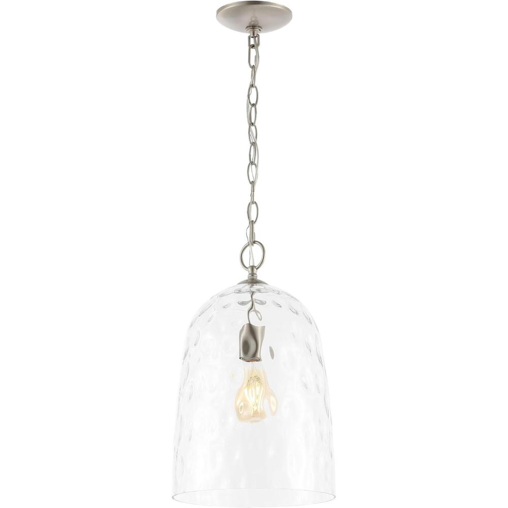 imageJONATHAN Y JYL7595A Matilda 10quot 1Light Industrial Designer IronDimple Glass Dome LED Pendant Contemporary Minimalist Eclectic Transitional Casual Living Room Dining Room Bedroom NickelClear