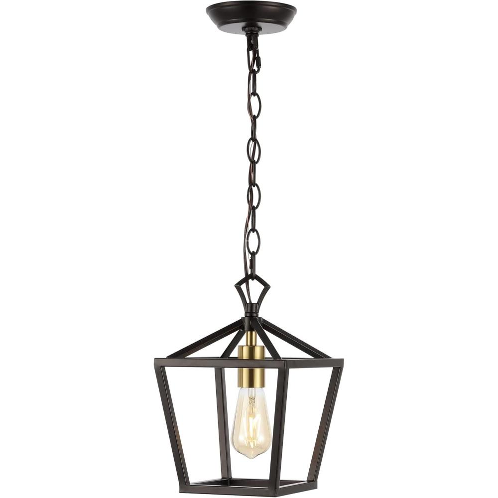 imageJONATHAN Y JYL7601B Pagoda Lantern Dimmable Adjustable Metal LED Pendant Classic Traditional Farmhouse Dining Room Living Room Kitchen Foyer Bedroom Hallway 10 in Antique GoldOil Rubbed BronzeBrass Gold