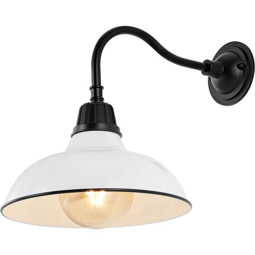 imageJONATHAN Y JYL7613I Aurora 1225quot 1Light Farmhouse Industrial IndoorOutdoor Iron LED Gooseneck Arm Outdoor Sconce for Entryway Lobby Kitchen Bathroom Bedroom Living Room Hallway Matte Olive GreenWhiteBlack
