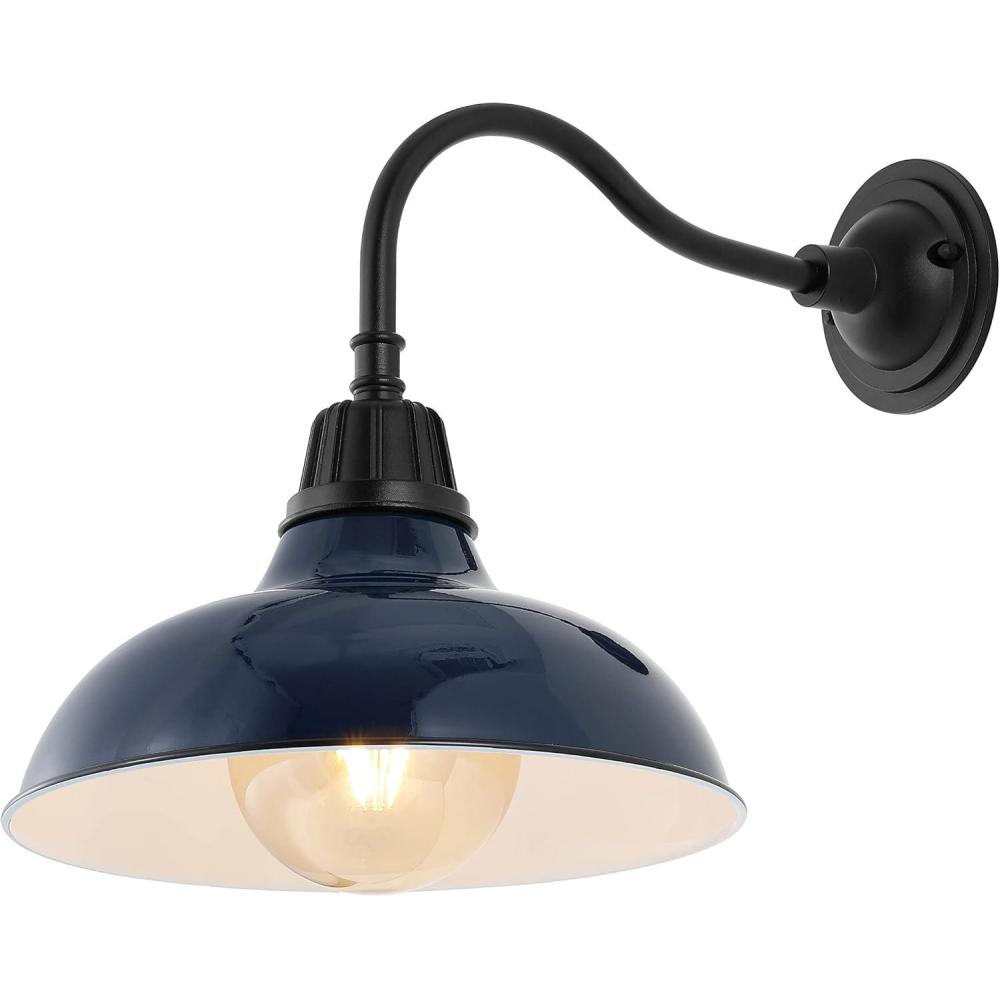 imageJONATHAN Y JYL7613I Aurora 1225quot 1Light Farmhouse Industrial IndoorOutdoor Iron LED Gooseneck Arm Outdoor Sconce for Entryway Lobby Kitchen Bathroom Bedroom Living Room Hallway Matte Olive GreenNavyBlack