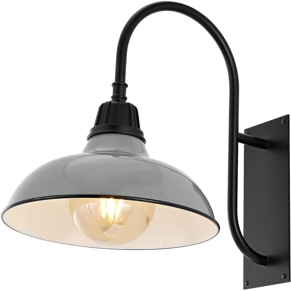 imageJONATHAN Y JYL7614B Stanley 1225quot 1Light Farmhouse Industrial IndoorOutdoor Iron LED Gooseneck Arm Outdoor Sconce Metal Bowl Shade Vintage Cottage Rustic Porch Patio Yard Barn BlackGrayBlack