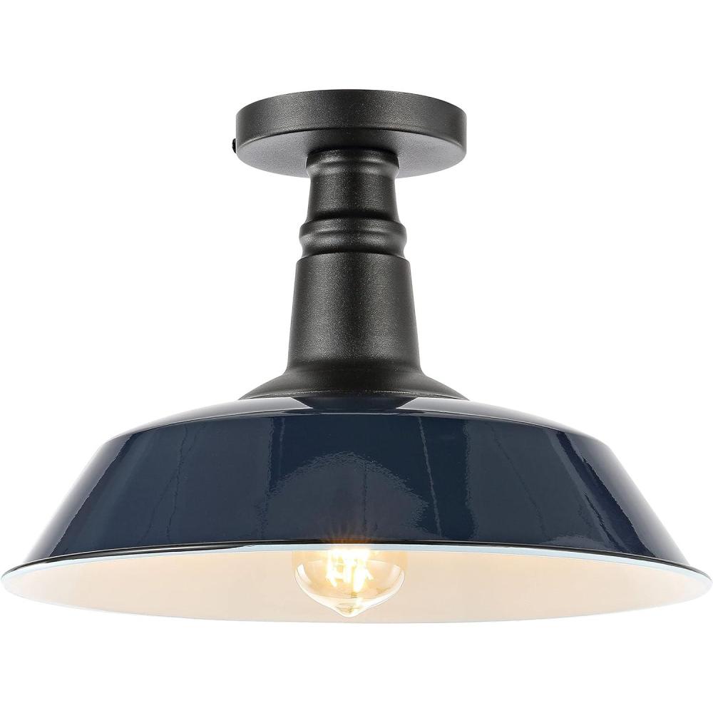 imageJONATHAN Y JYL7617D Camila 14quot 1Light Classic Industrial IndoorOutdoor Iron LED Semi Flush Mount MidCentury Rustic 2700K Cozy Warm Light Kitchen Hallway Bathroom Stairwell GrayWhiteNavyBlack