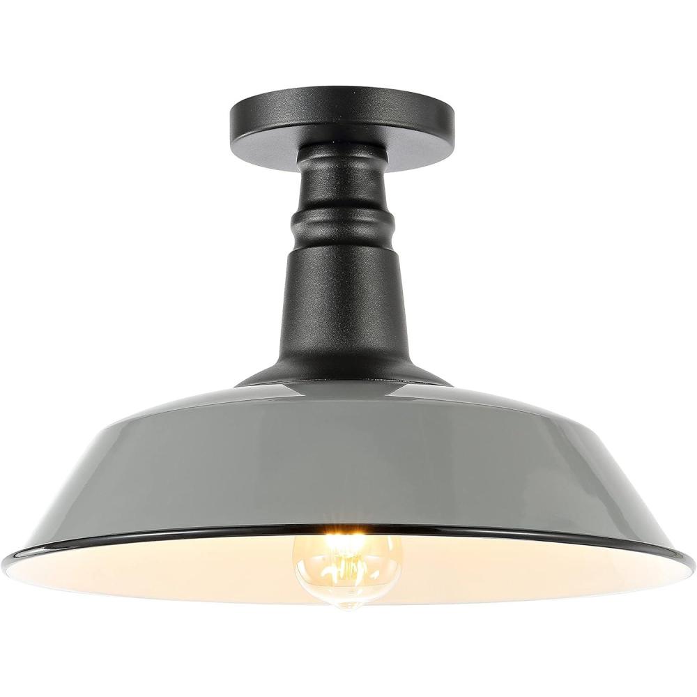 imageJONATHAN Y JYL7617D Camila 14quot 1Light Classic Industrial IndoorOutdoor Iron LED Semi Flush Mount MidCentury Rustic 2700K Cozy Warm Light Kitchen Hallway Bathroom Stairwell GrayWhiteGrayBlack