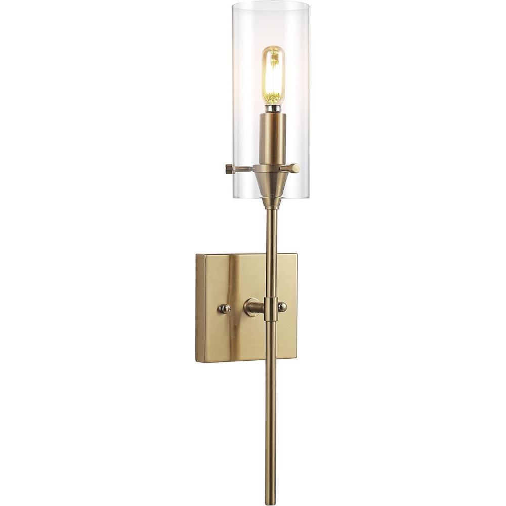 imageJONATHAN Y JYL7805A Cato 45quot 1Light Bohemian Farmhouse IronGlass LED Sconce Modern Contemporary 2700K 40W Bulb Entryway Lobby Kitchen Bathroom Bedroom Living Room Oil Rubbed BronzeClearBrass Gold