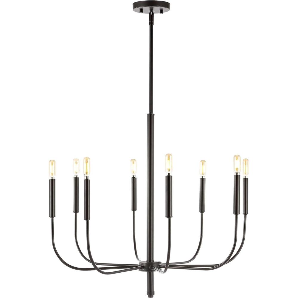 imageJONATHAN Y JYL7900B Amoros 2725quot 8Light Modern MidCentury Iron LED Chandelier Contemporary Industrial Coastal Dining Room Living Room Kitchen Island Gold PaintingOilRubbed Bronze