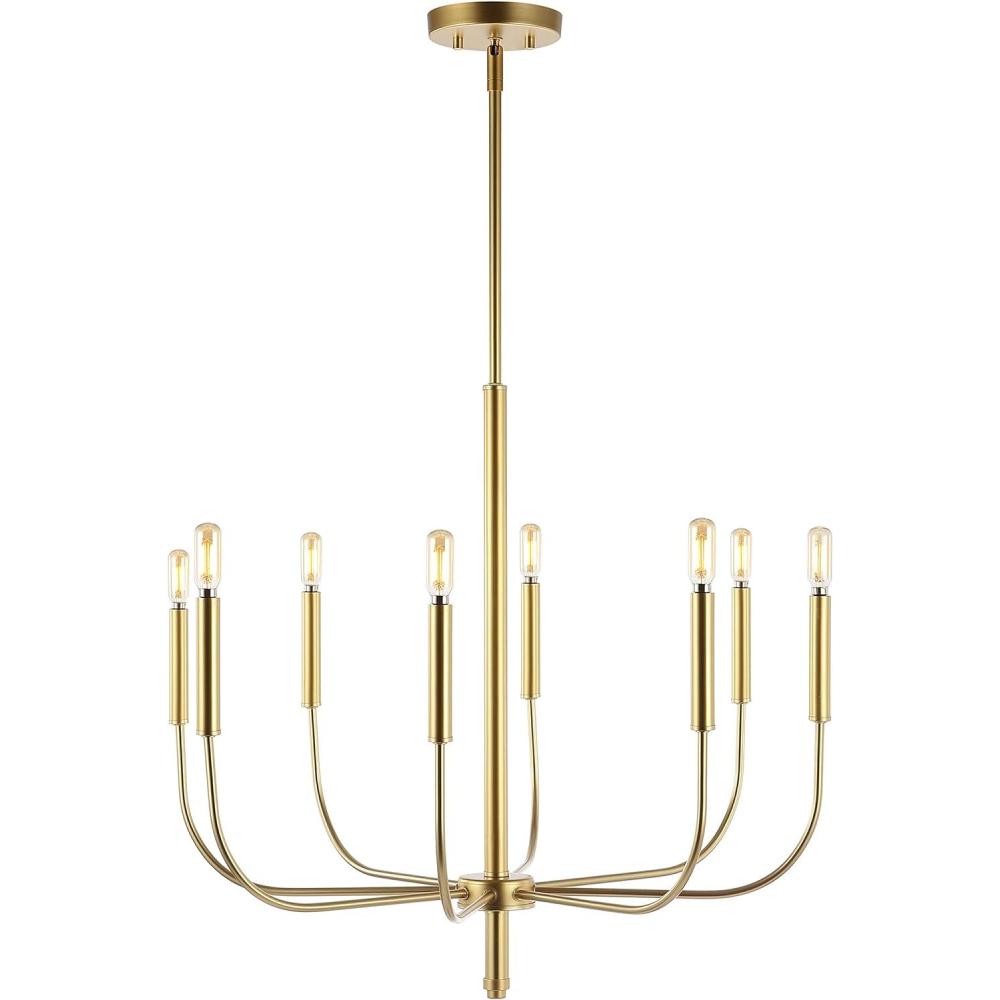imageJONATHAN Y JYL7900B Amoros 2725quot 8Light Modern MidCentury Iron LED Chandelier Contemporary Industrial Coastal Dining Room Living Room Kitchen Island Gold PaintingGold Painting