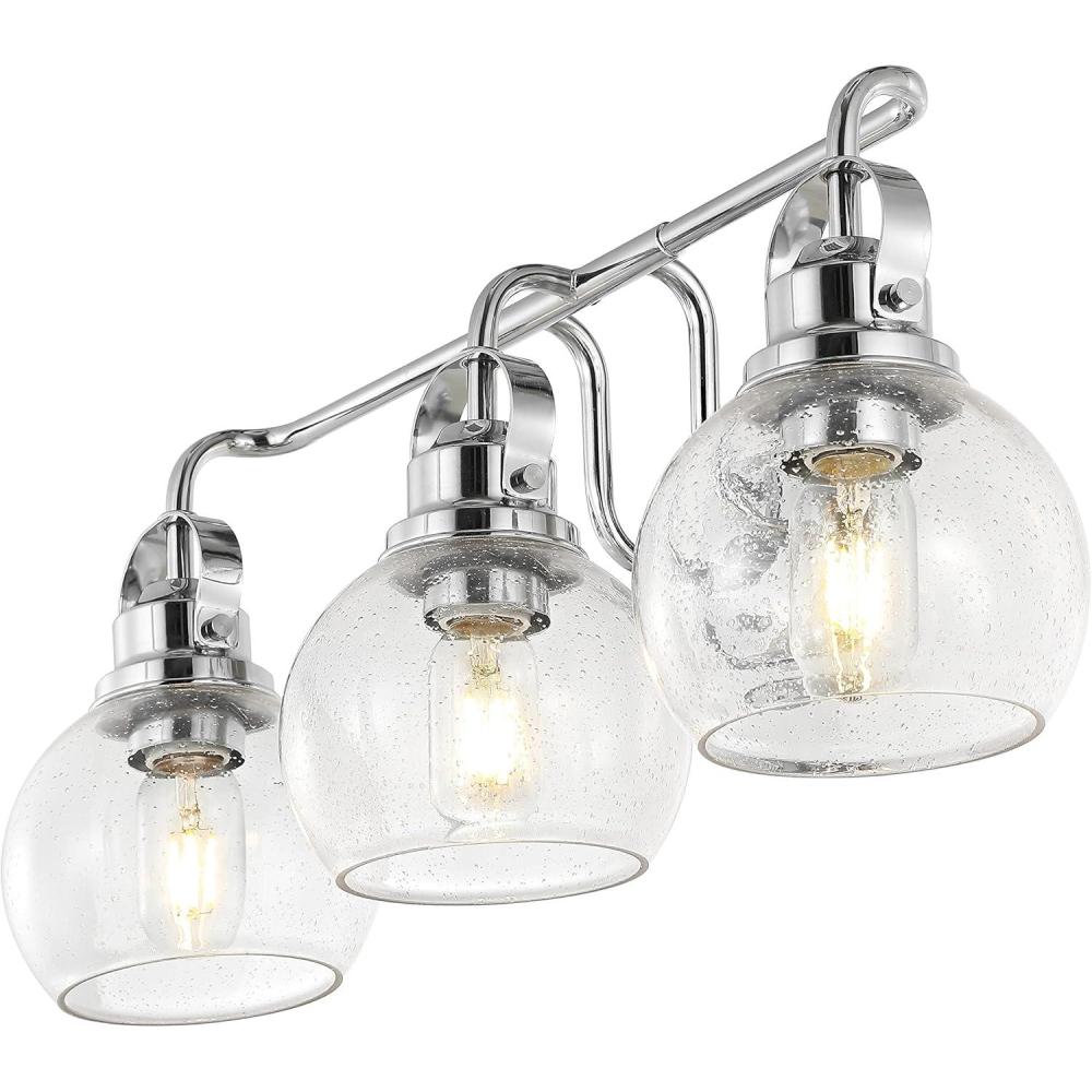imageJONATHAN Y JYL7906A Shirley 3625quot 5Light MetalSeeded Glass Vanity Light Contemporary Transitional Living Room Dining Room Bedroom Bathroom Chrome3 Light