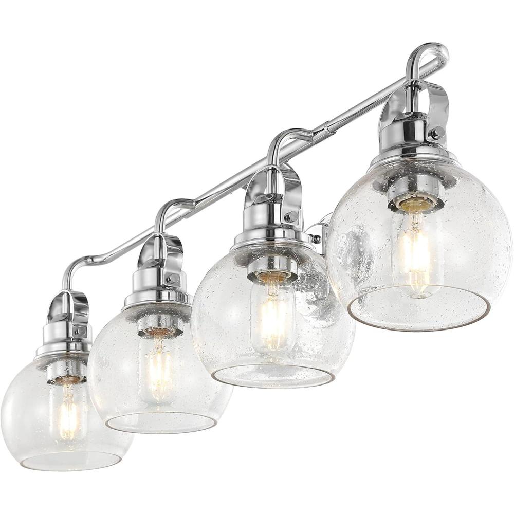 imageJONATHAN Y JYL7906A Shirley 3625quot 5Light MetalSeeded Glass Vanity Light Contemporary Transitional Living Room Dining Room Bedroom Bathroom Chrome4 Light