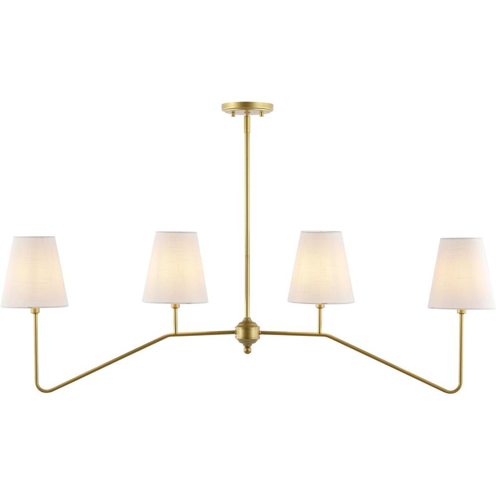 imageJONATHAN Y JYL7913A Signe 475quot 4Light Classic Minimalist Iron Linear LED Pendant Gold Paintingfor Kitchen Island Dining Room and Office