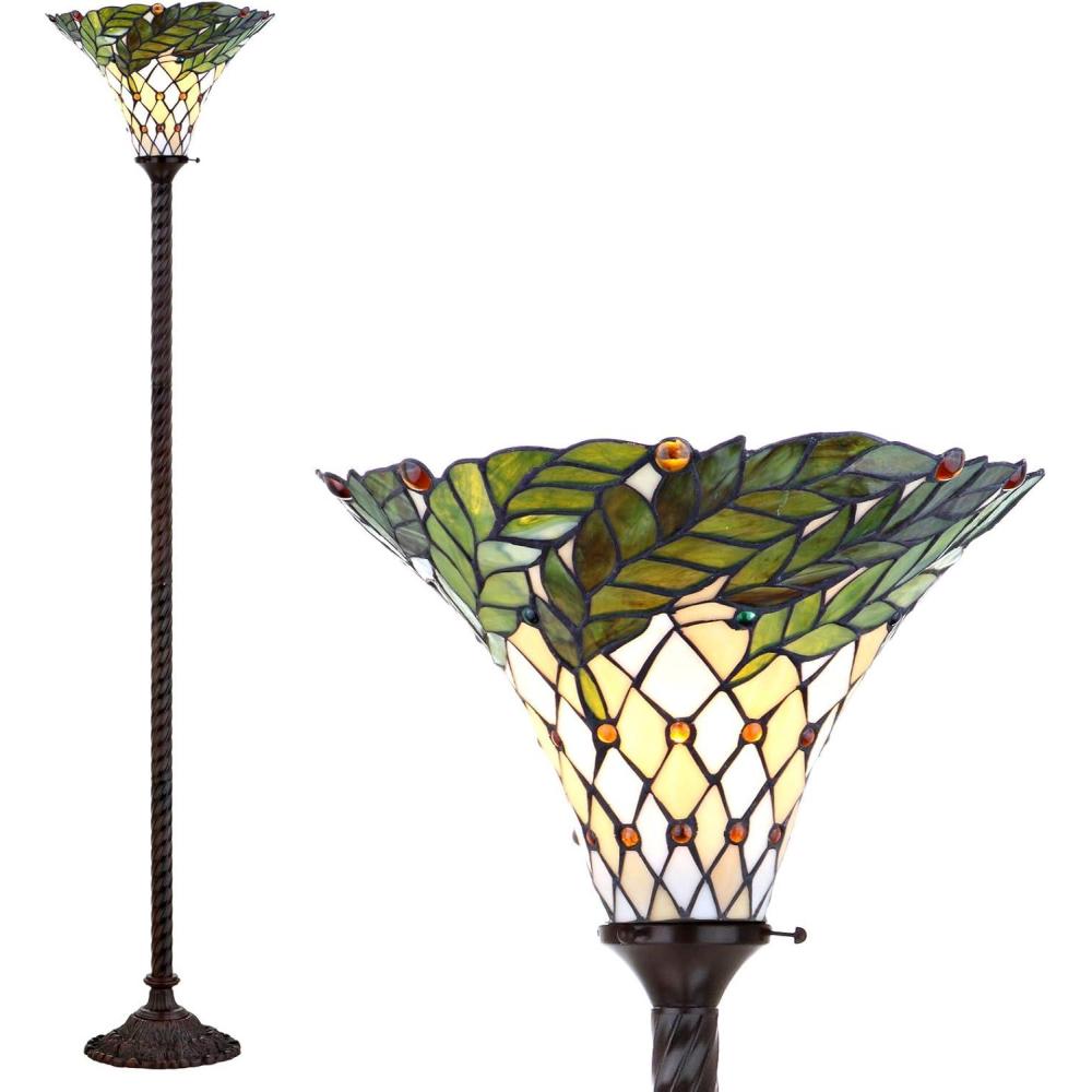 imageJONATHAN Y JYL8004A Botanical TiffanyStyle 71quot Torchiere LED Floor Lamp Tiffany Traditional Art Nouveau Style Office Bedroom Living Room Family Room Dining Room Hallway Foyer Bronze