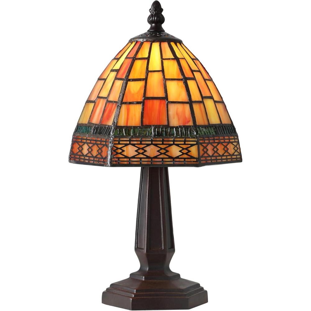 imageJONATHAN Y JYL8016B Carter TiffanyStyle 12quot LED Table Lamp RedYellow for Bedroom Living Room Kitchen Home Office Kids RoomRedYellow