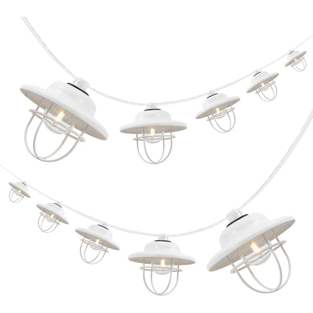 imageJONATHAN Y JYL8703A Indoor Outdoor Rustic Farmhouse Incandescent G40 Metal Cage Shade String Lights Garden Patio Backyard Porch Balcony 10 ft 10Light BlackWhite