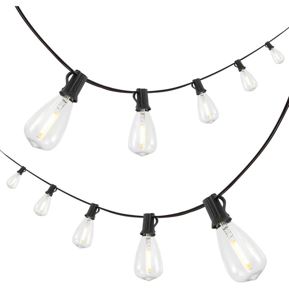 imageJONATHAN Y JYL8704B 10Light IndoorOutdoor 10 ft Rustic Industrial LED ST38 Clear Bulb String Lights for Patio Porch Backyard Caf WhiteBlack LED