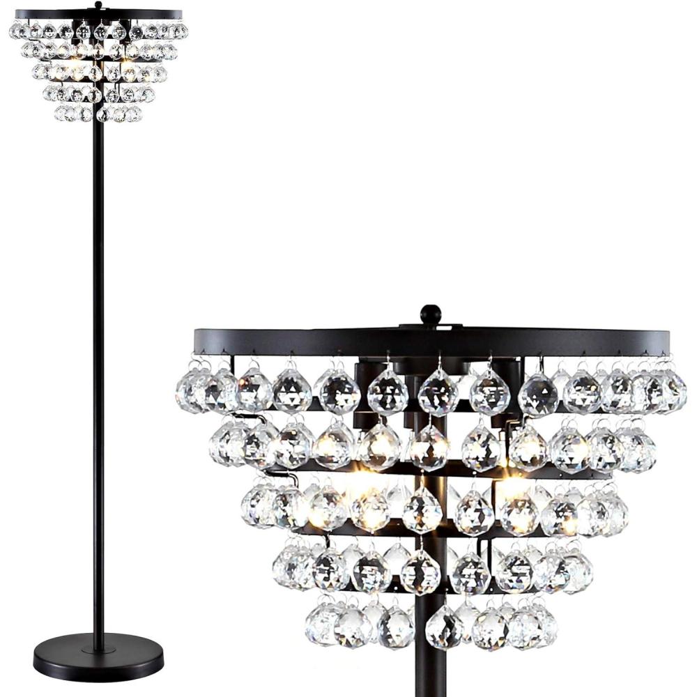 imageJONATHAN Y JYL9005B Jemma 60quot CrystalMetal LED Floor Lamp Contemporary Modern Transitional Elegant Office Living Room Family Room Dining Room Bedroom Hallway Foyer Brass GoldClearBronze