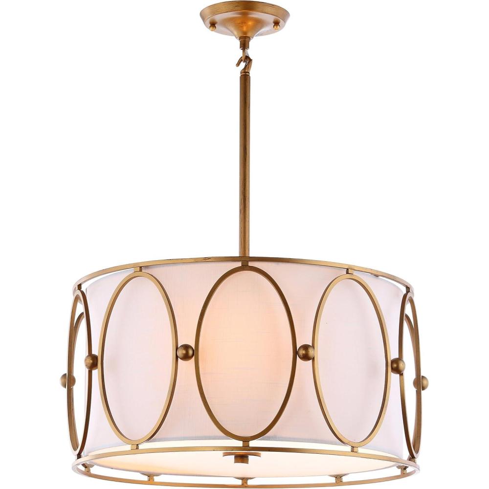 imageJONATHAN Y JYL9008A Violetta 3Light 19quot Metal LED Pendant Contemporary Modern Transitional Office Living Room Family Room Dining Room Kitchen Bedroom Bathroom Hallway Foyer GoldWhiteGold