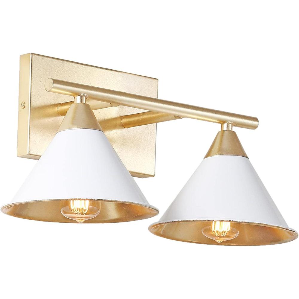 imageJONATHAN Y JYL9012A Yvette 925quot 1Light Metal Wall Sconce ContemporaryTransitional 2200K Edison G50 25W Bulb for Bedroom Livingroom Bathroom Hallway WhiteGold 1Bulb2Bulb