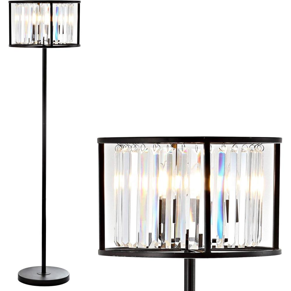 imageJONATHAN Y JYL9054A Bevin 63quot MetalCrystal LED Floor Lamp Glam Contemporary Modern Elegant Office Living Room Family Room Dining Room Bedroom Hallway Foyer Oil Rubbed BronzeCrystal
