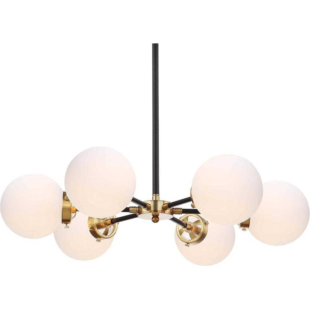 imageJONATHAN Y JYL9059B Caleb Adjustable 6Light 28quot Brass Cluster Pendant MidcenturyContemporaryModernScandinavianGlam Dimmable for Foyer Dining KitchenBrass GoldFrosted