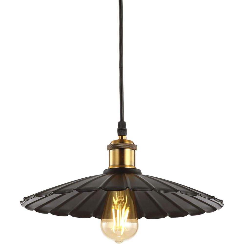 imageJONATHAN Y JYL9062A Lotus 1225quot Adjustable Metal LED Pendant Traditional Office Living Room Family Room Dining Room Kitchen Bedroom Hallway Foyer Brass GoldBlack