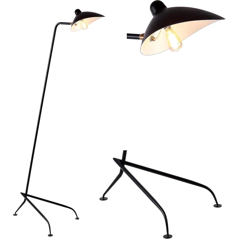 imageJONATHAN Y JYL9068A Frank 62quot Iron Retro Minimalist LED Floor Lamp Contemporary Glam MidCentury Modern Office Living Room Family Room Dining Room Bedroom Hallway Foyer Black