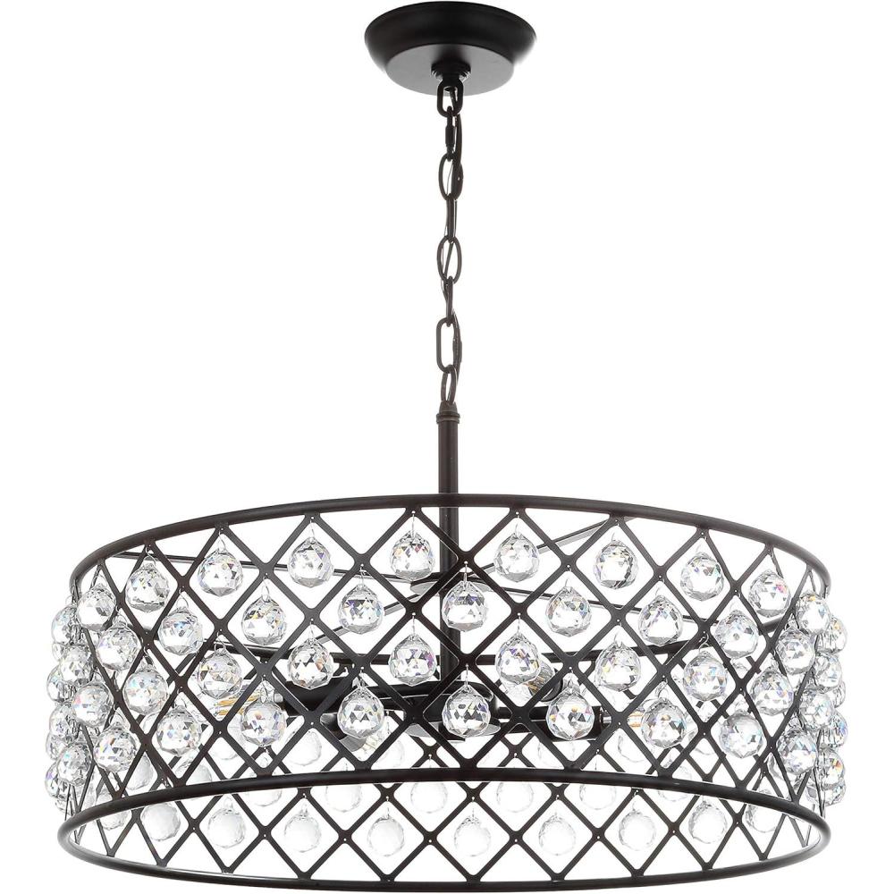 imageJONATHAN Y JYL9506A Gabrielle CrystalMetal LED Pendant Glam Contemporary Transitional Dimmable Adjustable for Dining Living Room Kitchen Oil Rubbed Bronze 8quot23