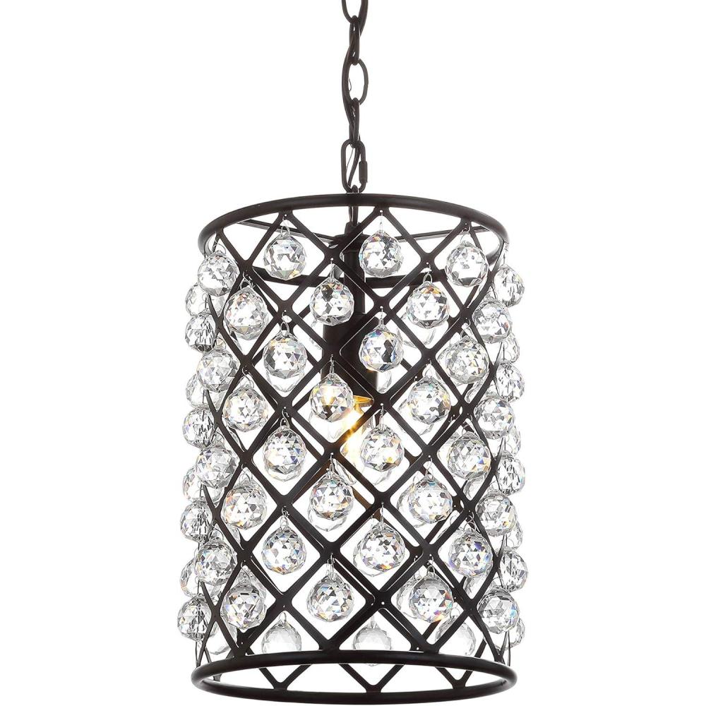 imageJONATHAN Y JYL9506A Gabrielle CrystalMetal LED Pendant Glam Contemporary Transitional Dimmable Adjustable for Dining Living Room Kitchen Oil Rubbed Bronze 8quot10