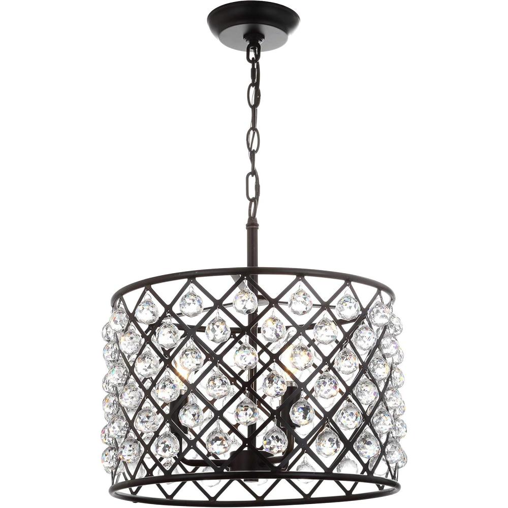 imageJONATHAN Y JYL9506A Gabrielle CrystalMetal LED Pendant Glam Contemporary Transitional Dimmable Adjustable for Dining Living Room Kitchen Oil Rubbed Bronze 8quot16