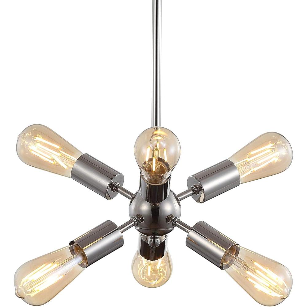 imageJONATHAN Y JYL9524A Jobs 175quot Sputnik Metal LED Chandelier Contemporary Modern Midcentury Space Age Living Room Family Room Dining Room Kitchen Hallway Foyer Nickel