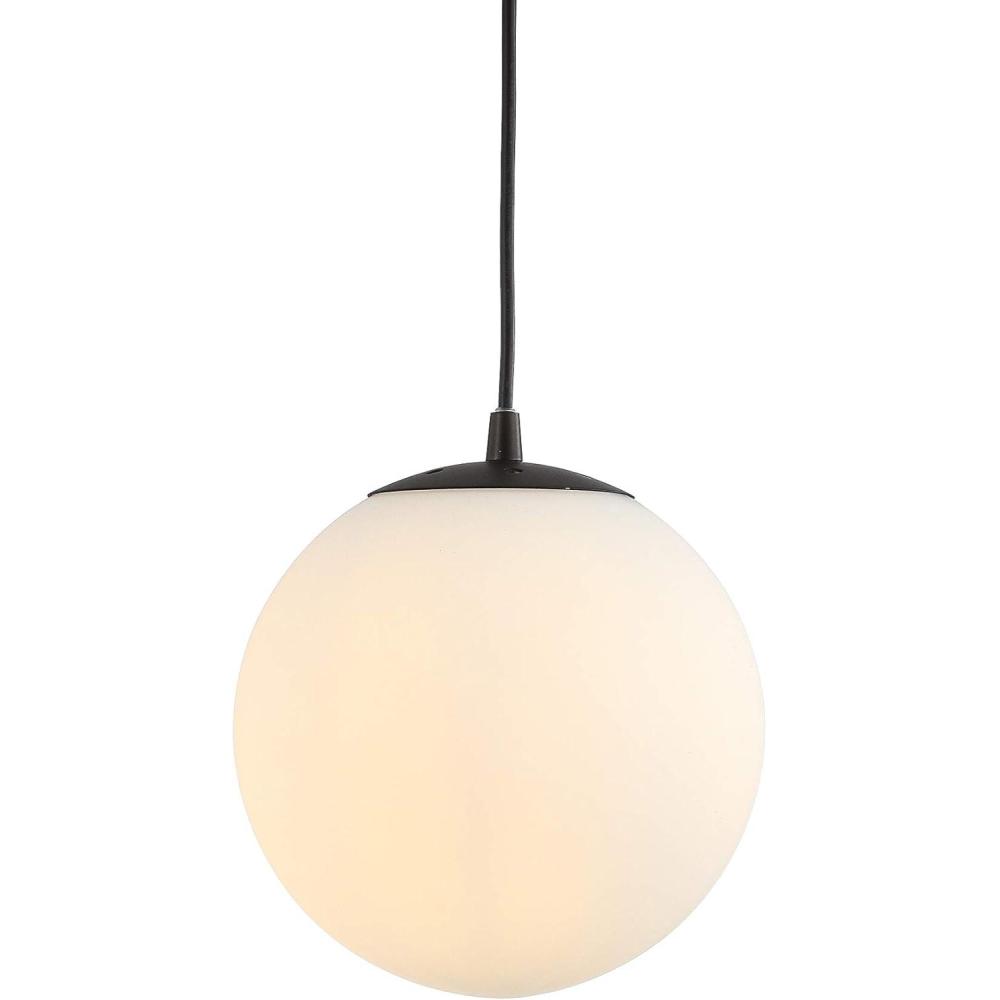 imageJONATHAN Y JYL9528B Bleecker 775quot MetalGlass Globe LED Pendant Contemporary Modern Minimalist Ambient Living Room Dining Room Kitchen Foyer Hallway WhiteOil Rubbed BronzeWhiteOil Rubbed Bronze