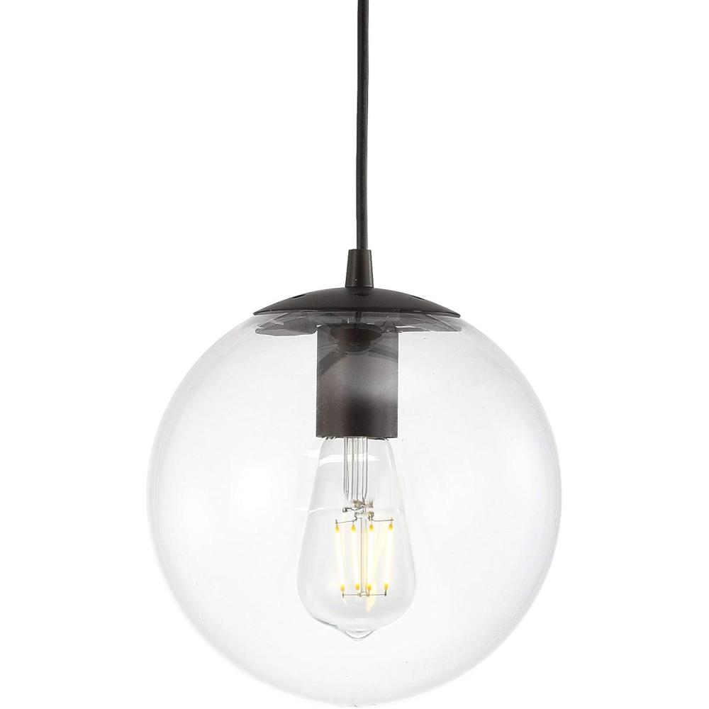 imageJONATHAN Y JYL9528B Bleecker 775quot MetalGlass Globe LED Pendant Contemporary Modern Minimalist Ambient Living Room Dining Room Kitchen Foyer Hallway WhiteOil Rubbed BronzeClearOil Rubbed Bronze