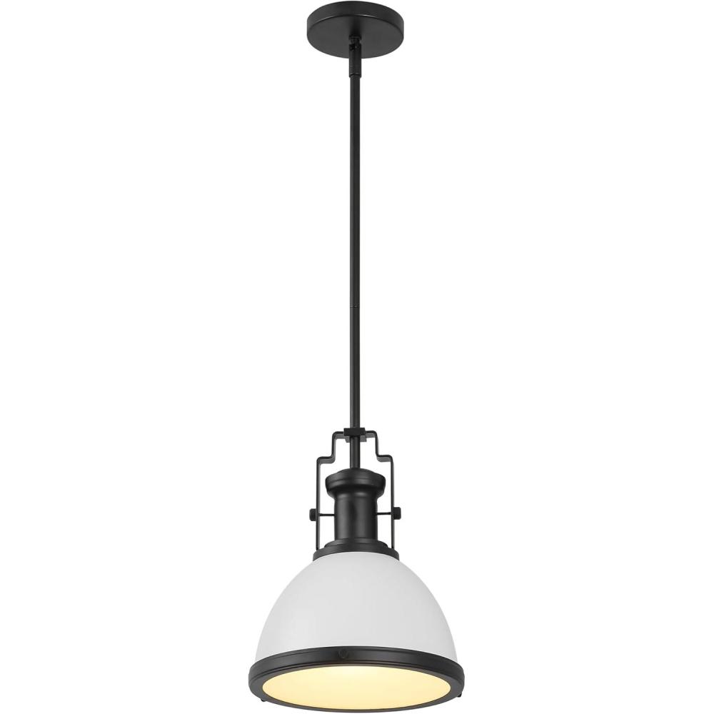 imageJONATHAN Y JYL9536A Homer 13quot 1Light Modern Industrial Iron LED Dome Pendant Classic Cottage Farmhouse Industrial Rustic Transitional Office Living Room Kitchen Foyer BlackBrass GoldMatte BlackWhite