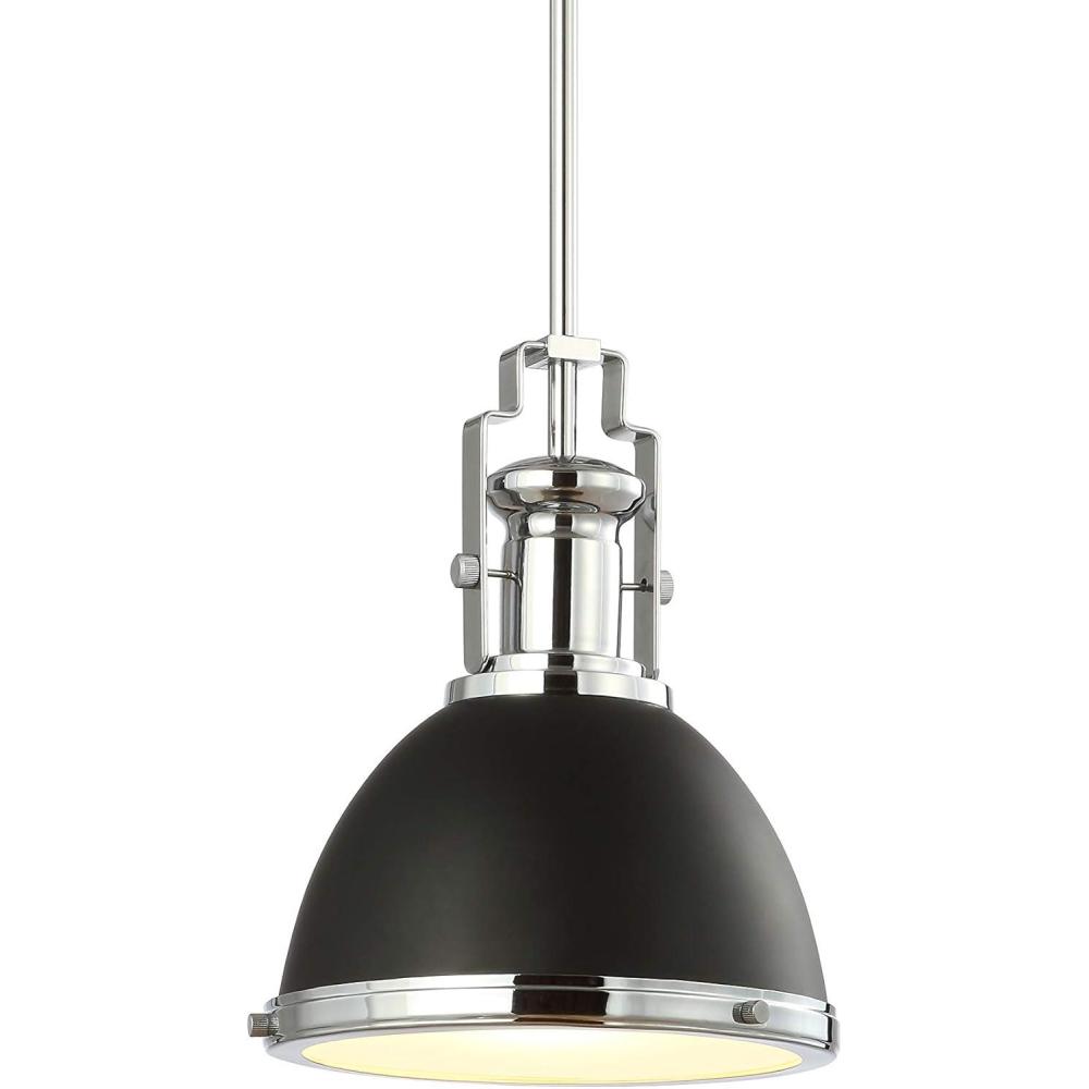 imageJONATHAN Y JYL9536A Homer 13quot 1Light Modern Industrial Iron LED Dome Pendant Classic Cottage Farmhouse Industrial Rustic Transitional Office Living Room Kitchen Foyer BlackBrass GoldBlackChrome